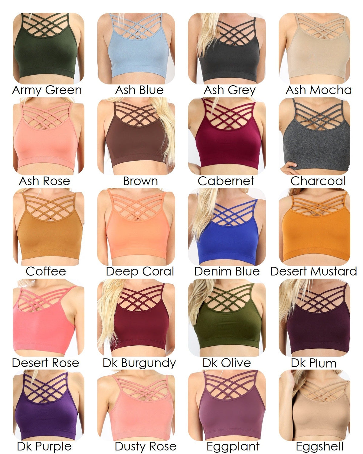 Seamless PADDED Triple Criss-Cross Bralette Short