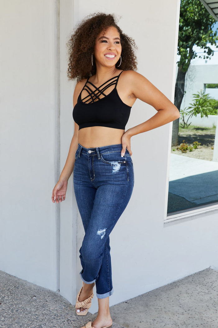 Seamless PADDED Triple Criss-Cross Bralette Short