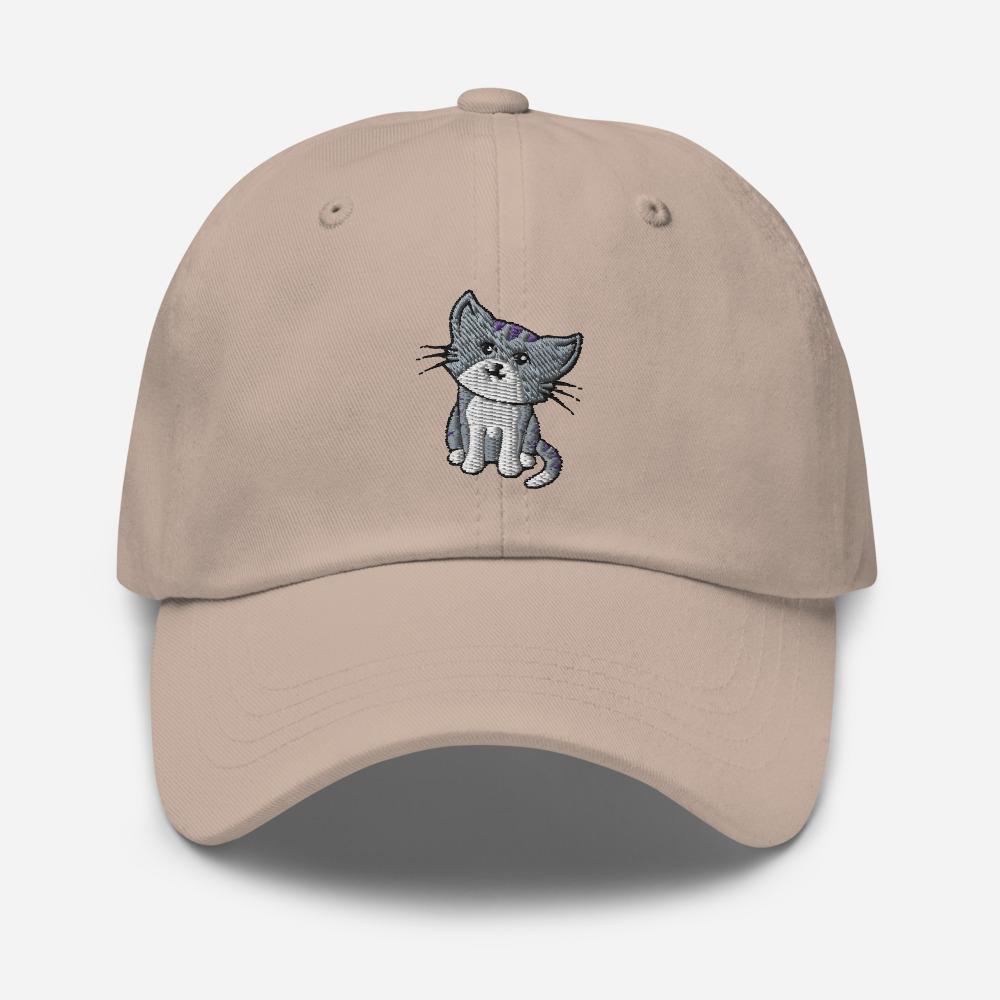 Embroidered Kitty Classic Dad hat - choices of designs and colors Hats Printful Grey Cat Stone 