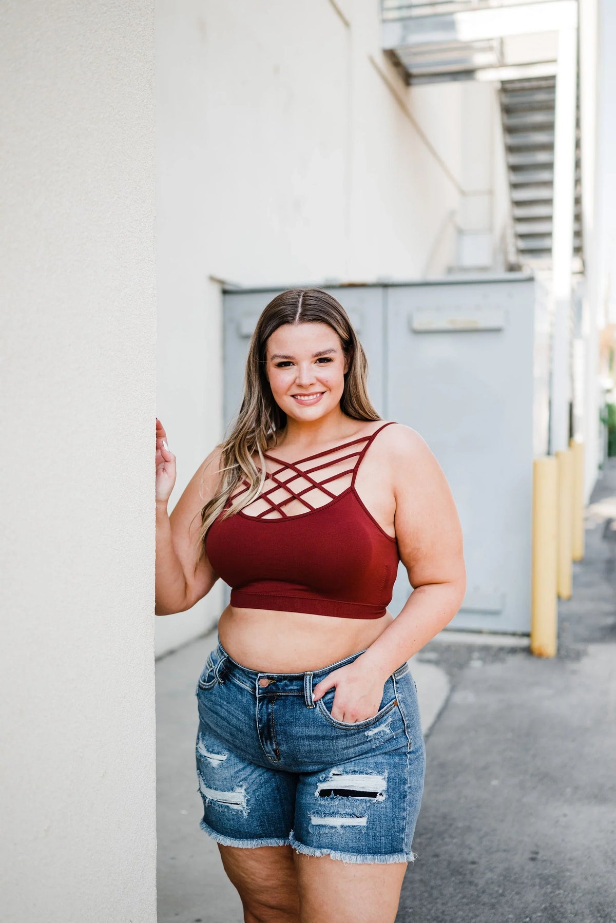 Seamless PADDED Triple Criss-Cross Bralette Short