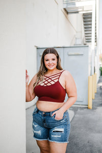 Seamless PADDED Triple Criss-Cross Bralette Short