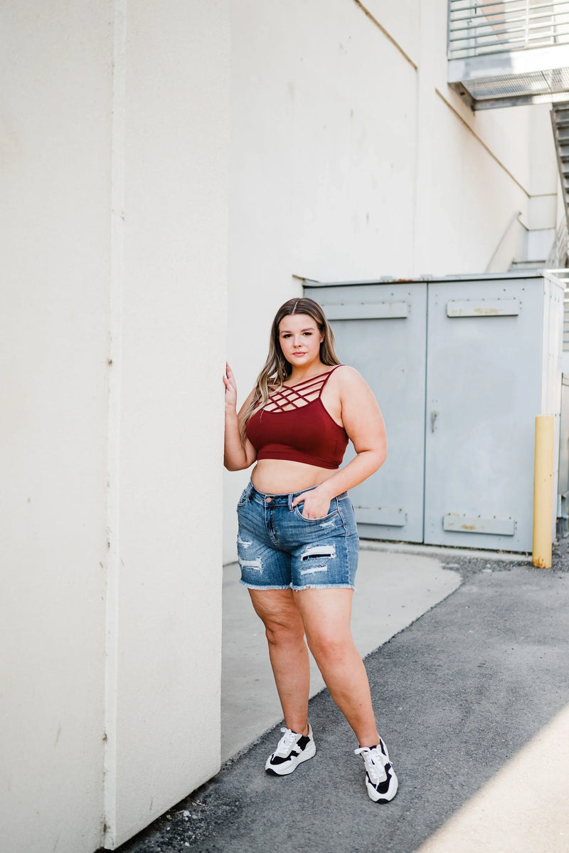 Seamless PADDED Triple Criss-Cross Bralette Short