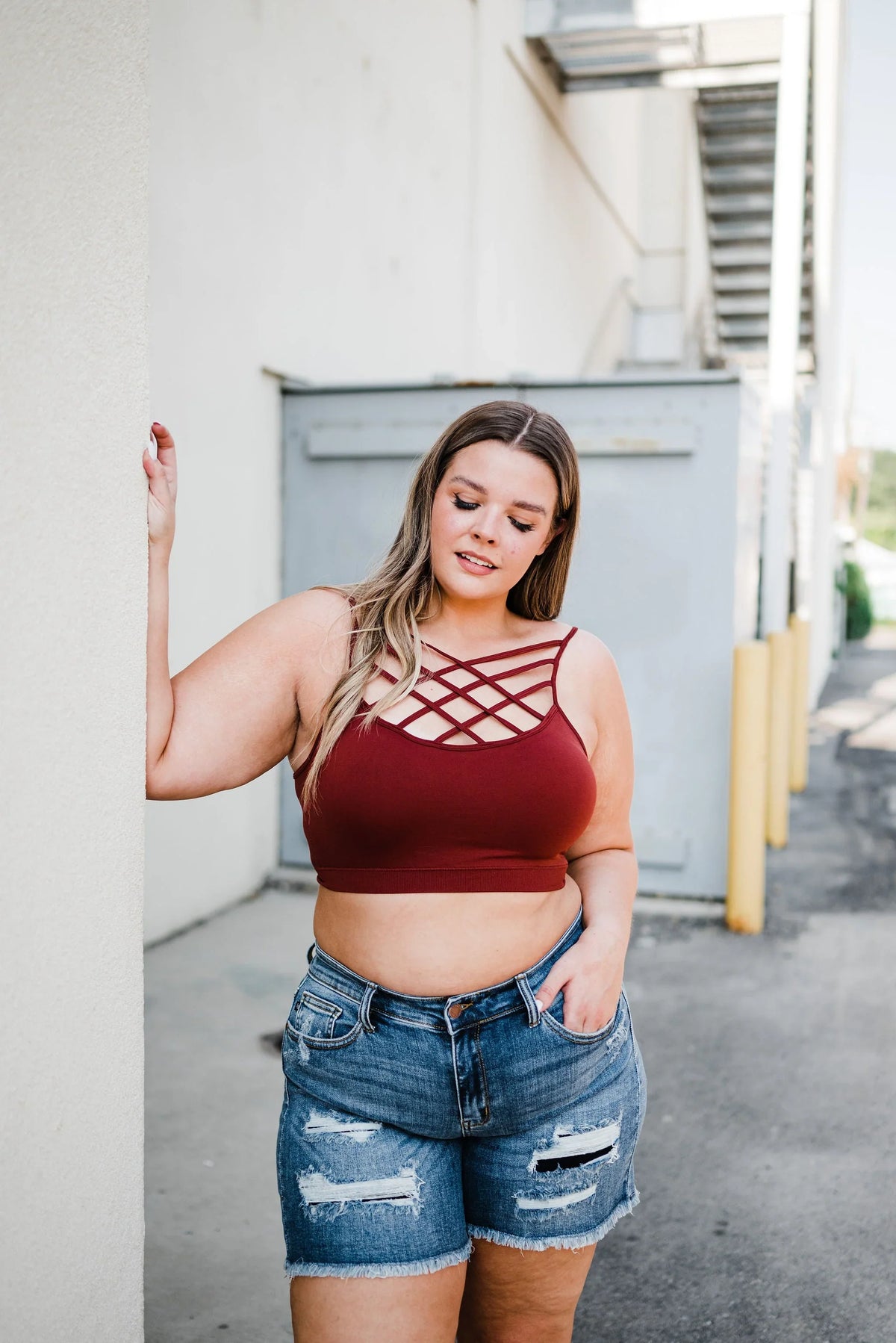 Seamless PADDED Triple Criss-Cross Bralette Short