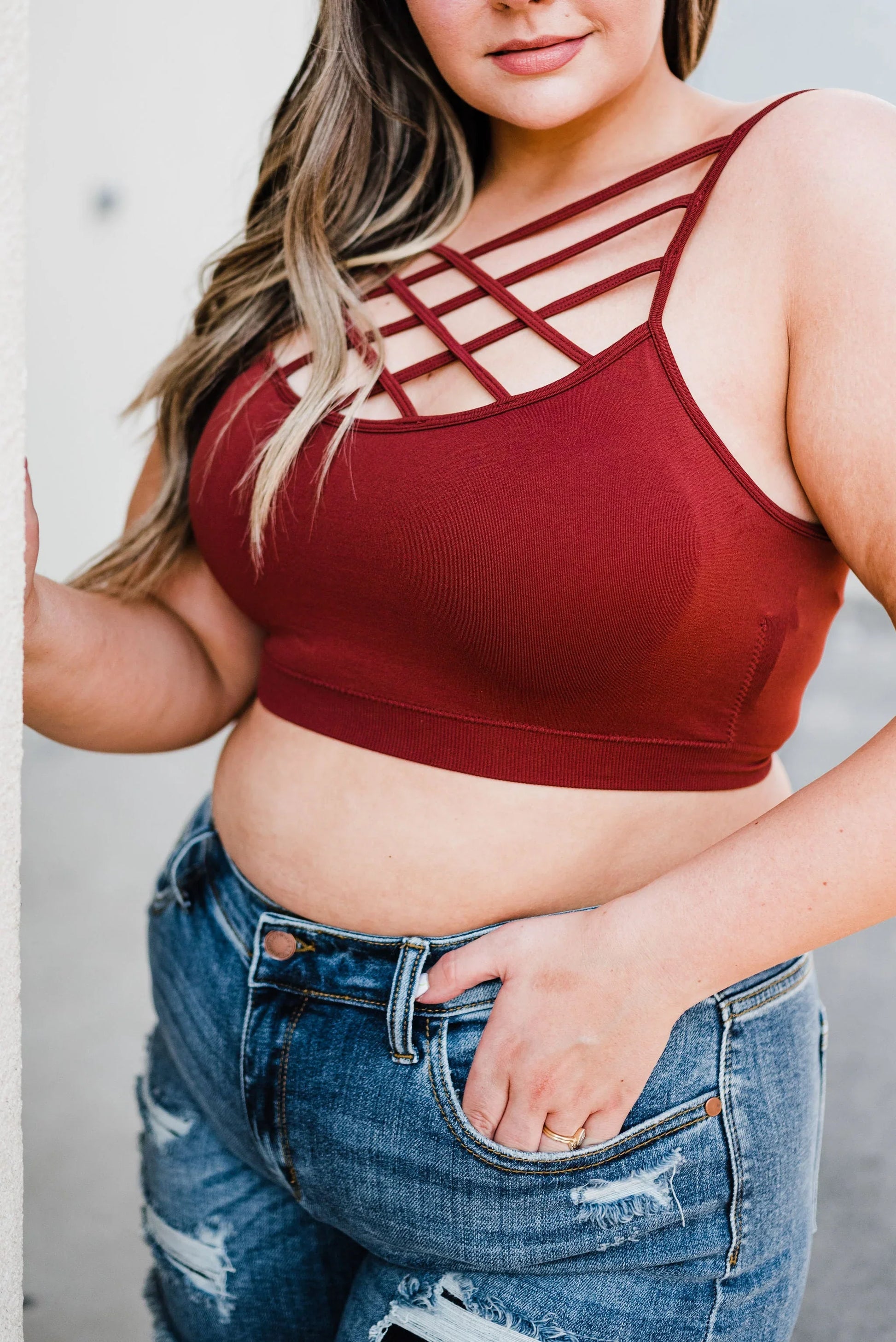 Seamless PADDED Triple Criss-Cross Bralette Short