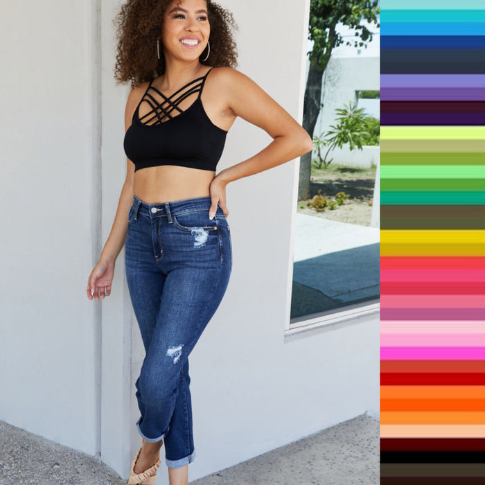 Seamless PADDED Triple Criss-Cross Bralette Short