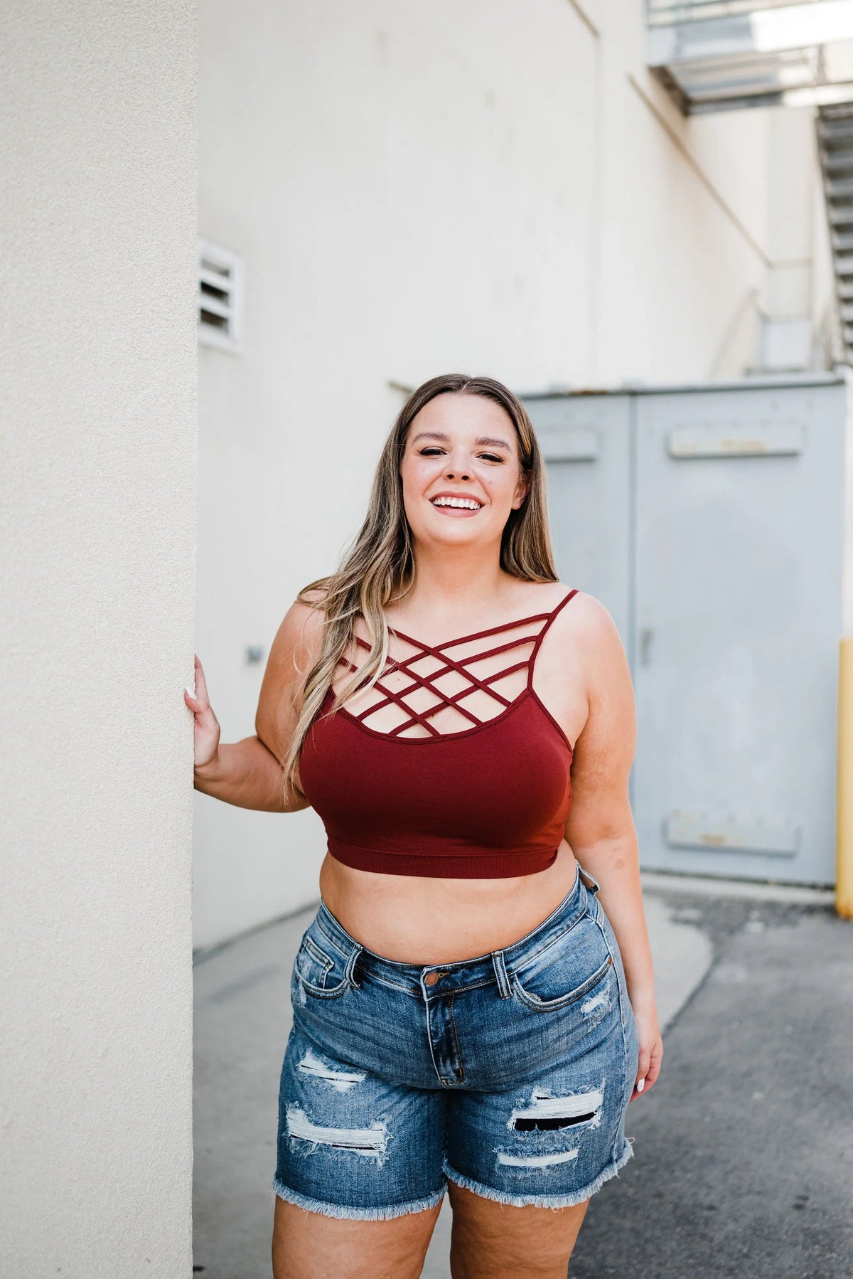 Seamless PADDED Triple Criss-Cross Bralette Short